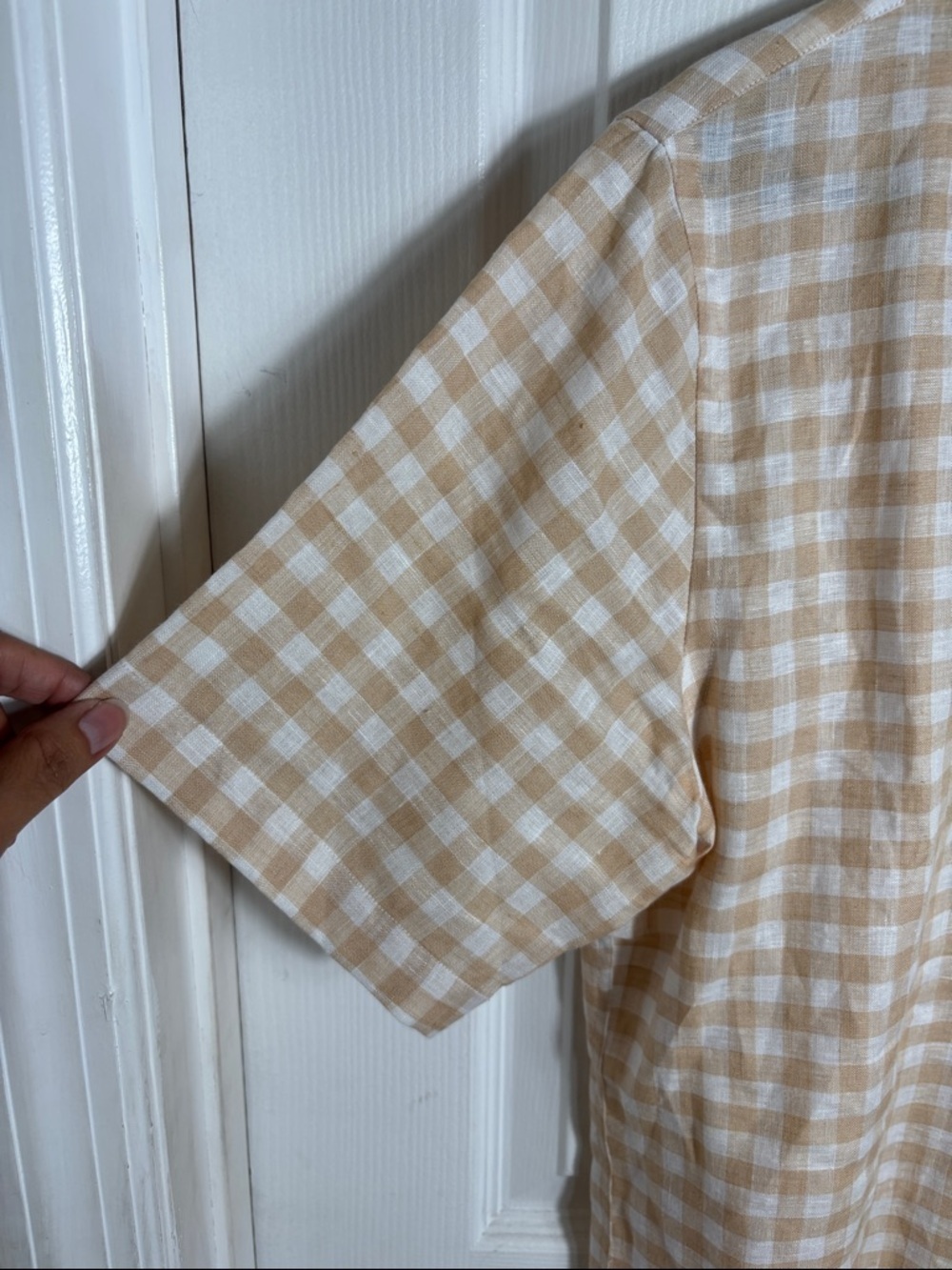 Brooks Brothers Regent Fit Linen Shirt Size Medium Beige Check - Picture 4 of 8